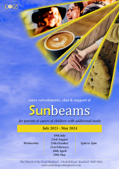Sunbeams. For parents and carers of children with additional needs. 3rd Wednesday of every month
