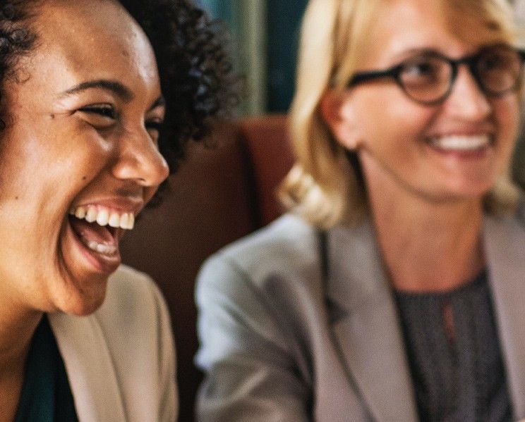 A woman laughing