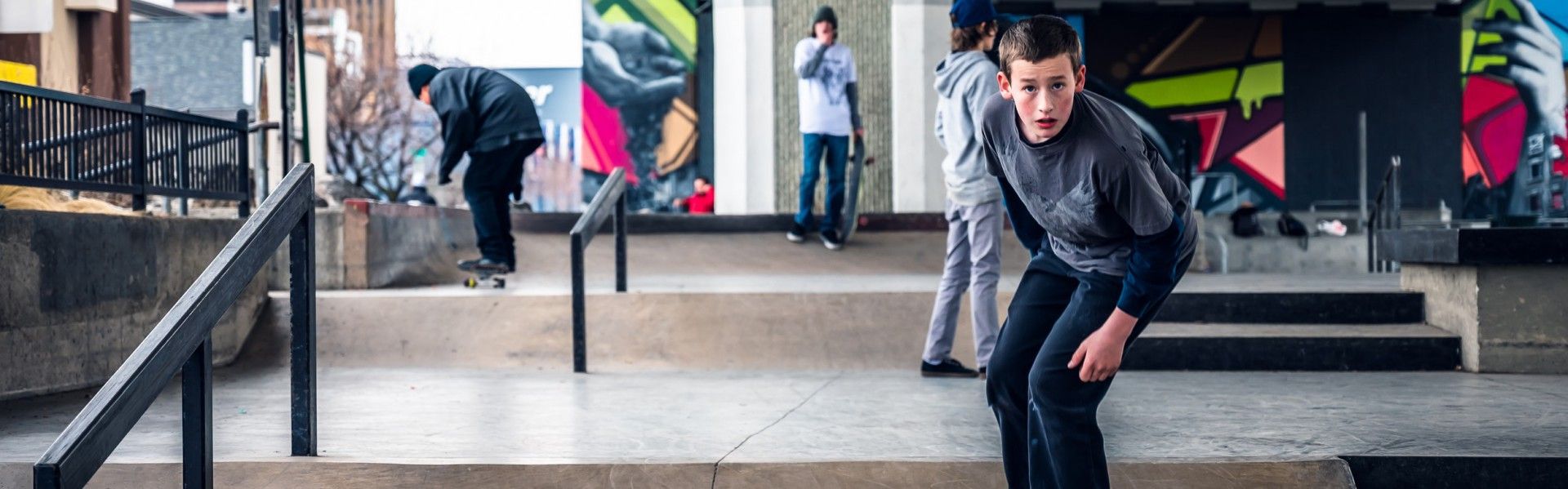 a boy skateboarding