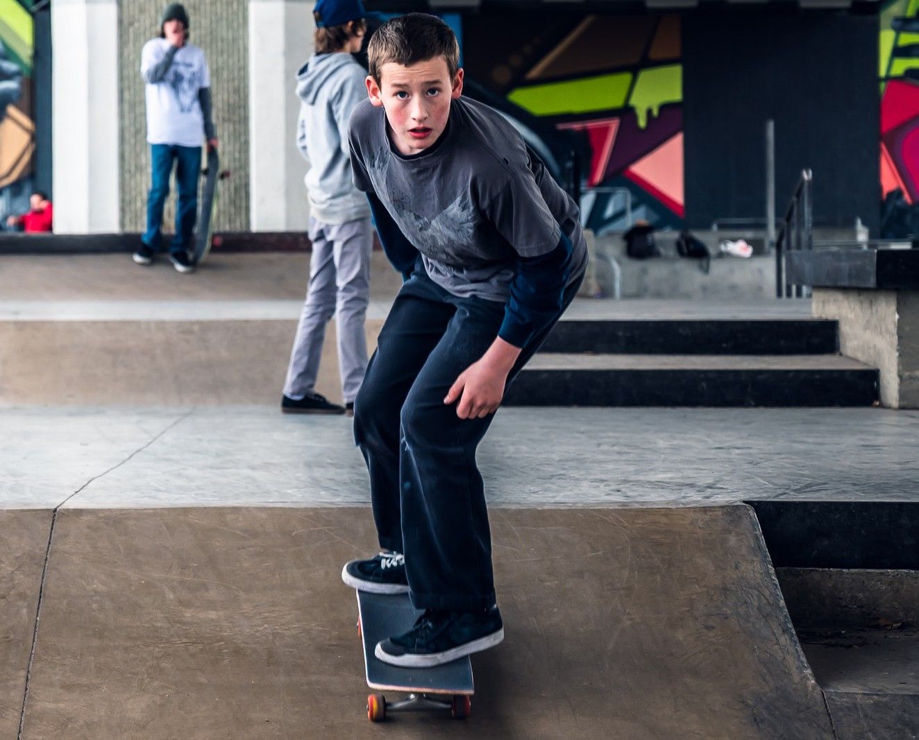 a boy skateboarding